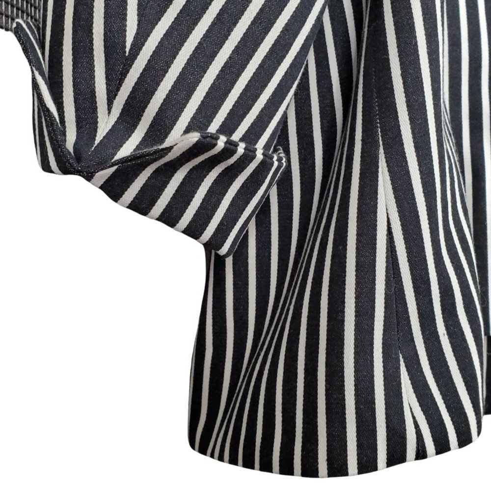 Chaps Size 2X Blazer Beverly Hills Cotton Stripe Cuffed Sleeves Shaped Fit Black - Picture 7 of 8